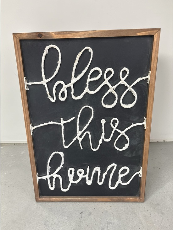 Handcrafted 'Bless This Home' Rope Word Wall Art - Black & White - Picture 3 of 12